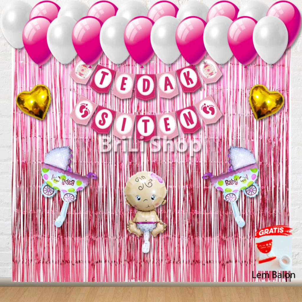 Paket Set Dekorasi Tedak Siten Pink Anak Bayi Perempuan Tedhak Siten Anak Cewek