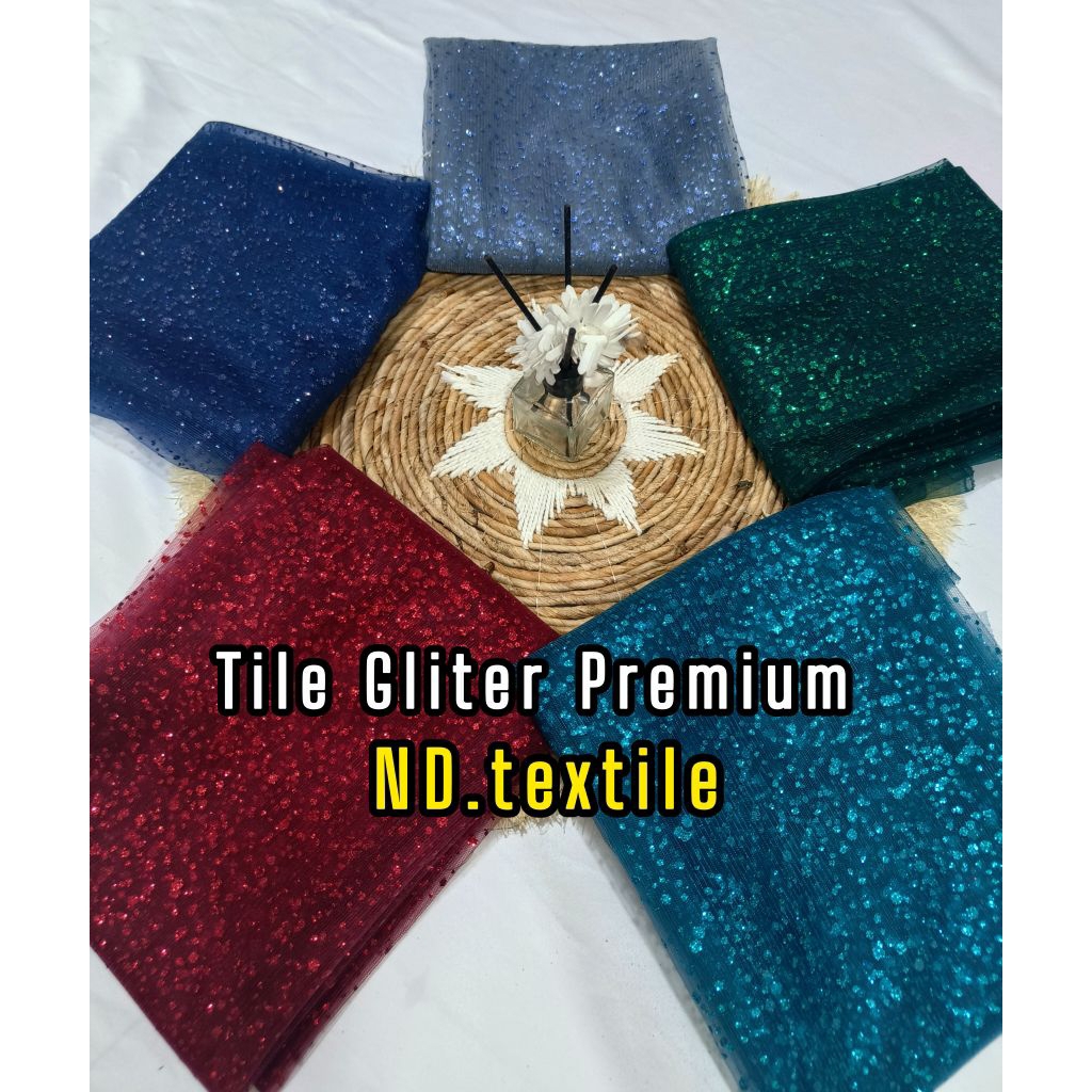 Tile Gliter Premium/tile Polos/tile Salju/soft Tull/Randrop/kain Polos