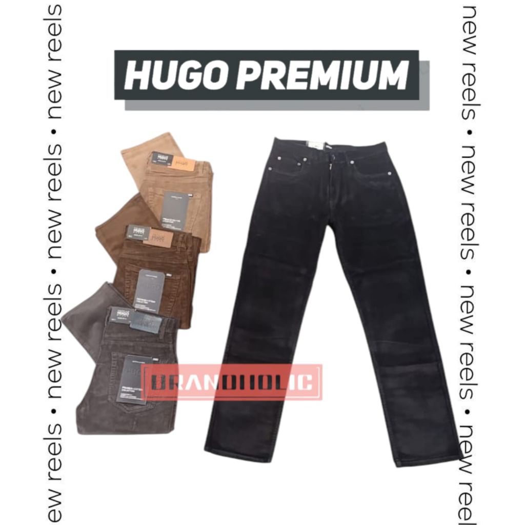 Celana Panjang Pria Bahan Corduray HUGO PREMIUM Original
