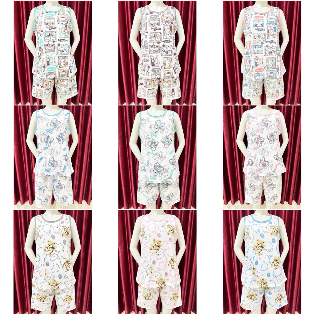 Baju tidur Lengan Yukensi  Babydoll bahan Kaos tebal Celana pendek