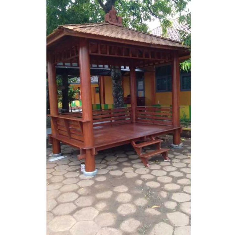 PROMO Gazebo Kayu Mahoni 3x2 meter / gazebo minimalis / saung gazebo taman / pargola taman kayu maho