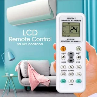 Remote Remot Control AC LCD Universal Multi Fungsi 1000 IN 1 K-1028E Untuk Semua Segala Merk 1000 Tipe Remote AC A/C Jun Da Cina Korea Jepang Split Plasma Standar Air Conditioner 1/2 1 2 3 PK Cadangan