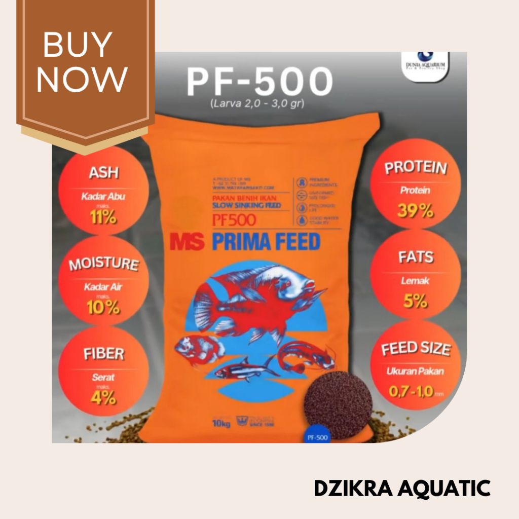 Pelet Burayak Anakan Ikan Prima Feed PF500