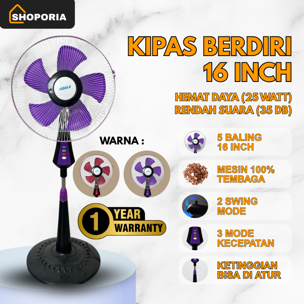 YASAKA Y-1606 Kipas Angin Tornado Berdiri 16 Inch Besar