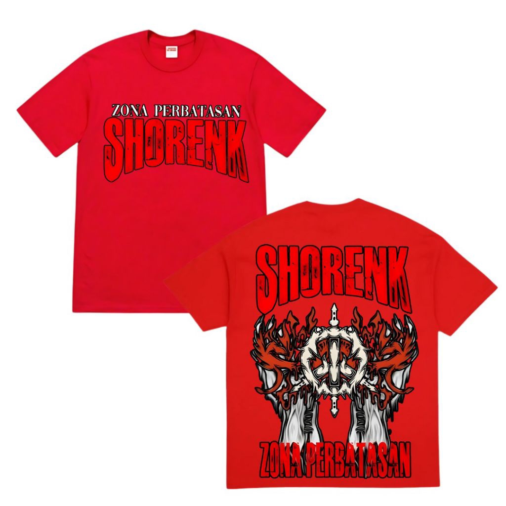 kaos Shorenk zona perbatasan warna merah - Shorenk zona perbatasan original