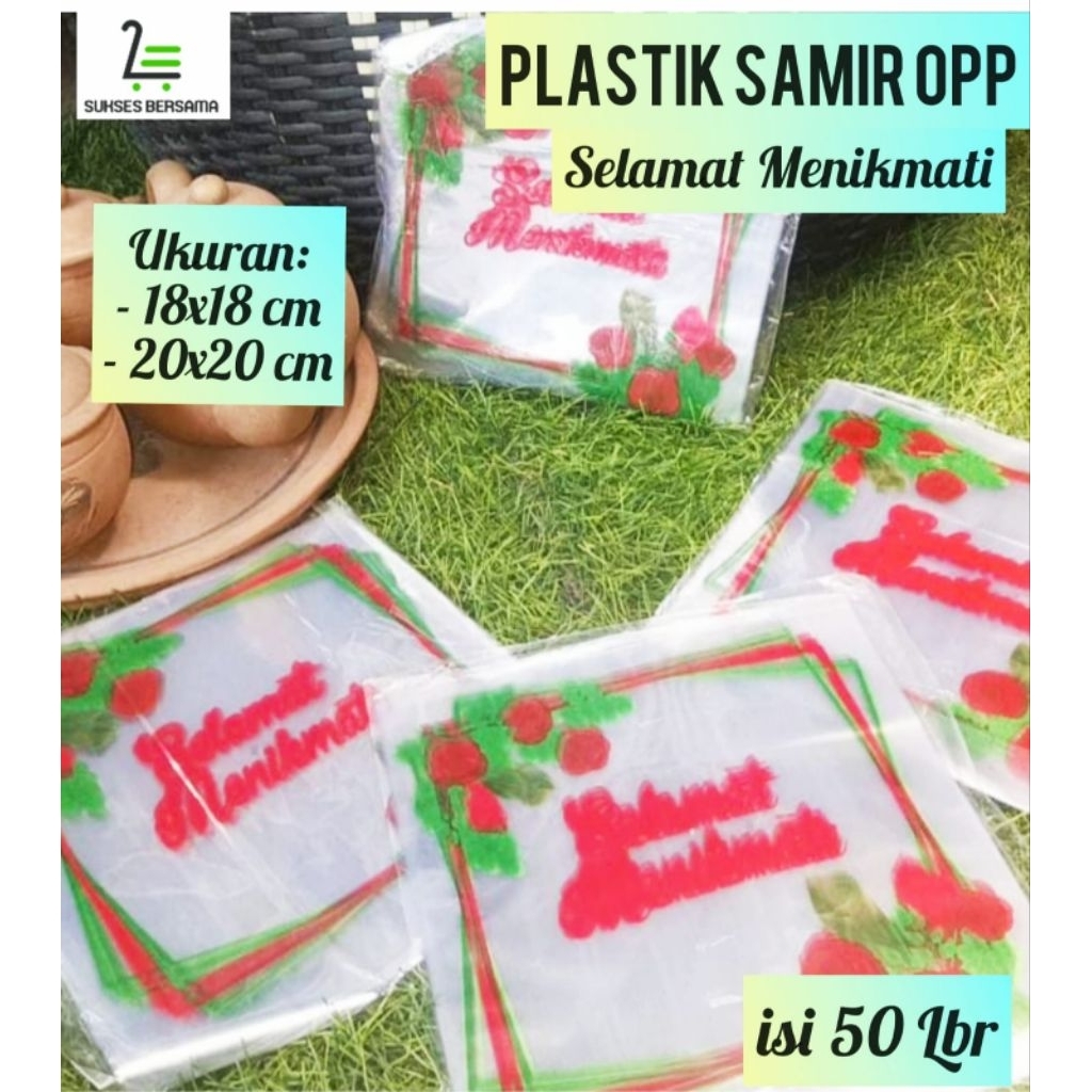 (50Lbr) Plastik OPP Selamat menikmati Uk:18x18cm & 20x20cm/Plastik Samir Selamat menikmati/Plastik P