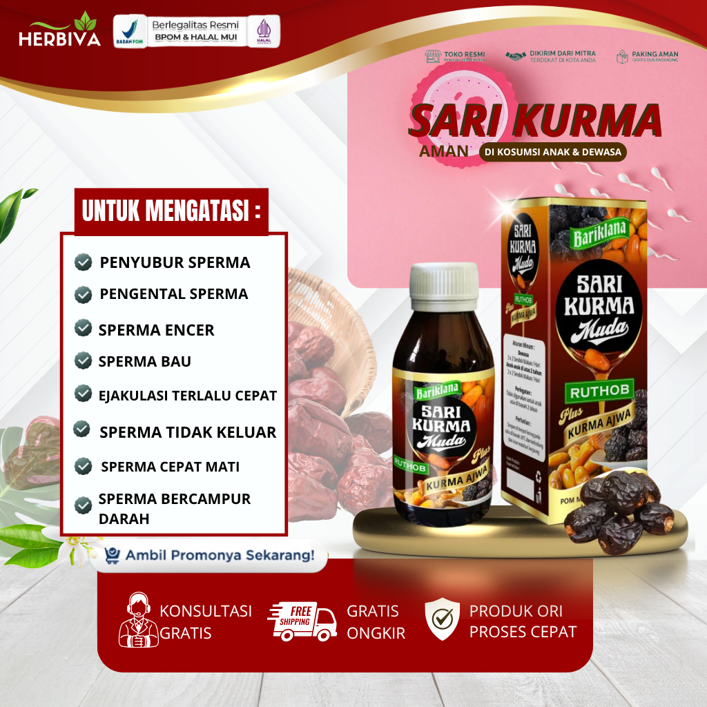 Sari Kurma Muda 125Ml - Obat Penyubur Sperma, Sperma Encer, Pengental Sperma, Mengentalkan Air Mani,