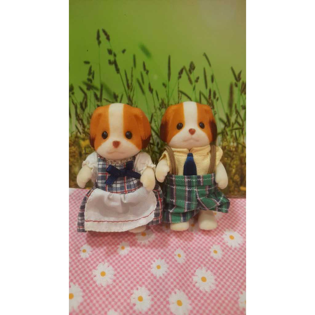 Sylvanian Chiffon dog couple Preloved
