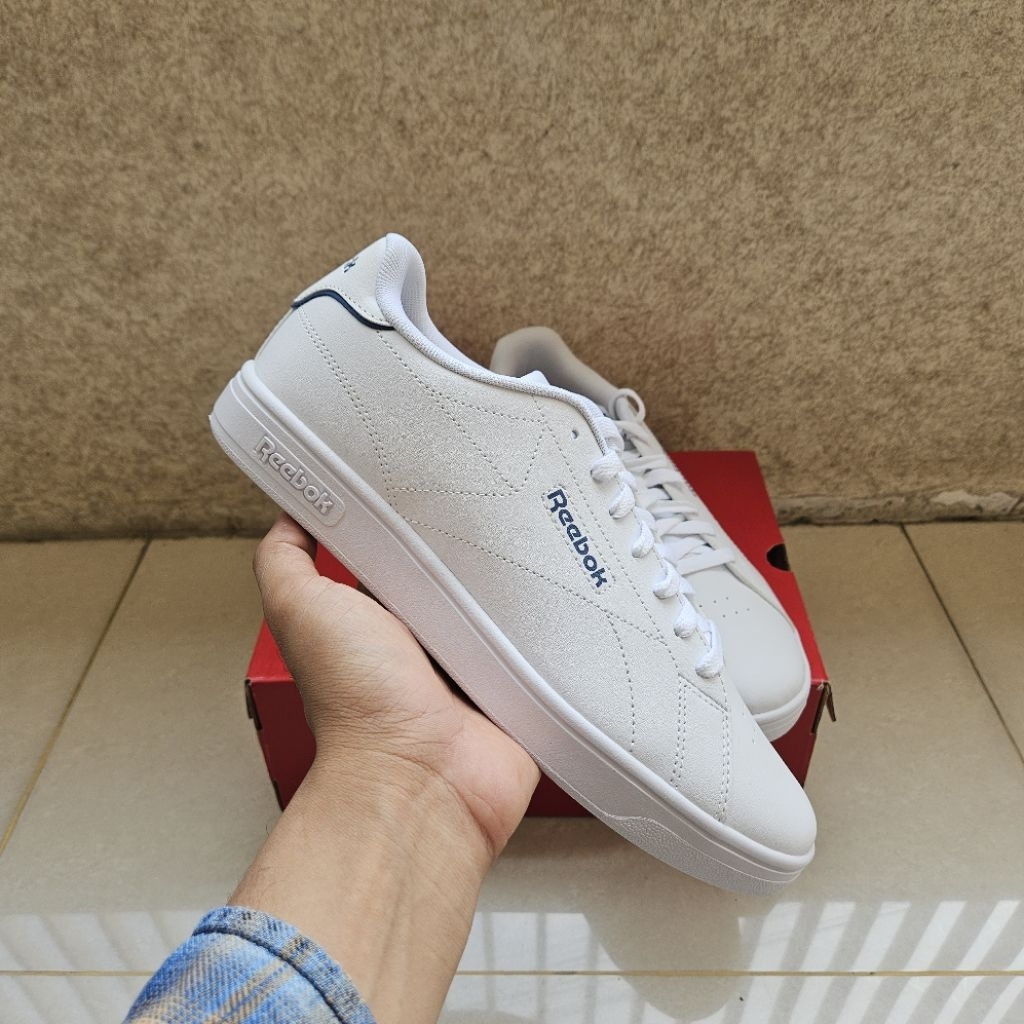 Reebok Court Clean - White/Navy / Sepatu Reebok Pria Unisex Putih
