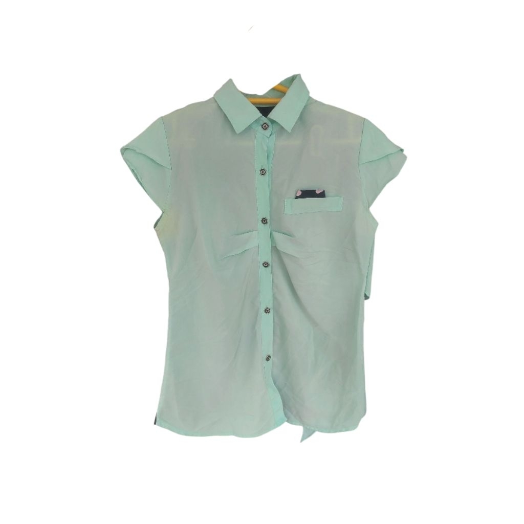Blus wanita HIJAU MINT KUPU KUPU