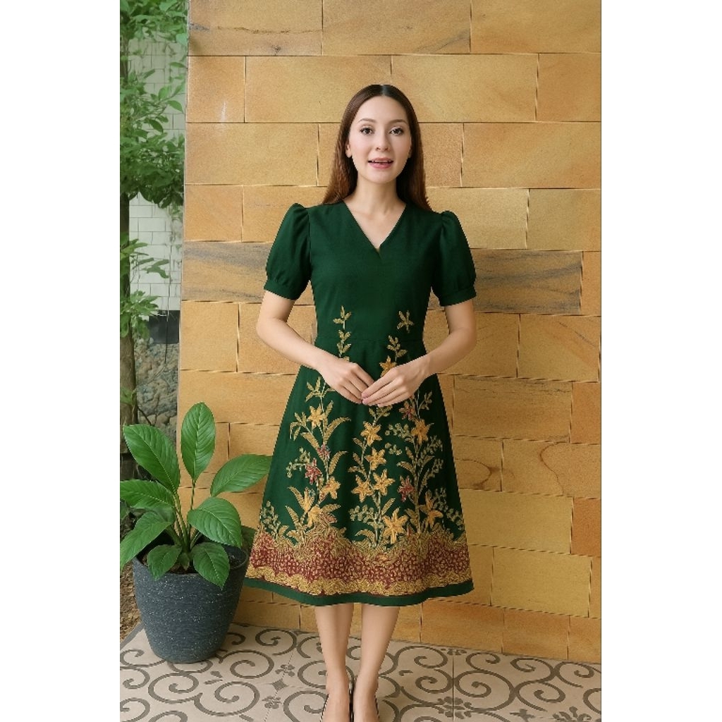 dress batik premium  baju kerja wanita ress kondangan pesta model terbaru murah