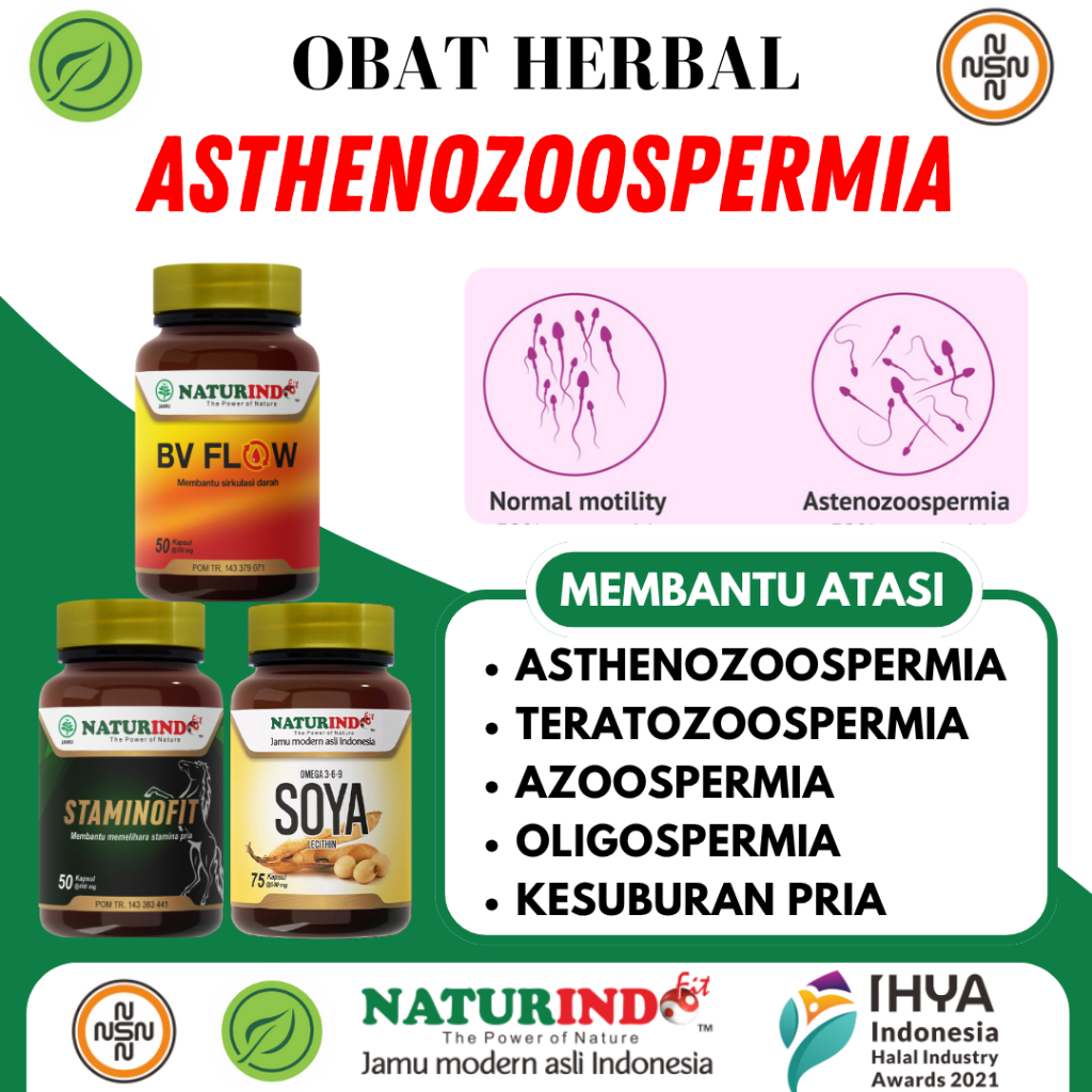 NATURINDO Obat Herbal Asthenozoospermia Gerak Sperma Lambat Pengental Sperma Penyubur Sperma