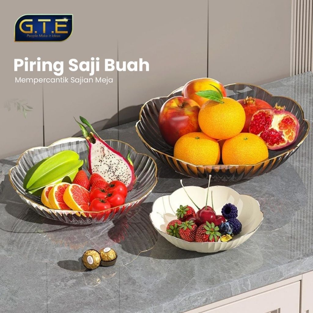 GTE || Piring Hias/ Piring Buah Transparan/ Piring Makanan Penutup Permen Kristal Transparan Wadah P