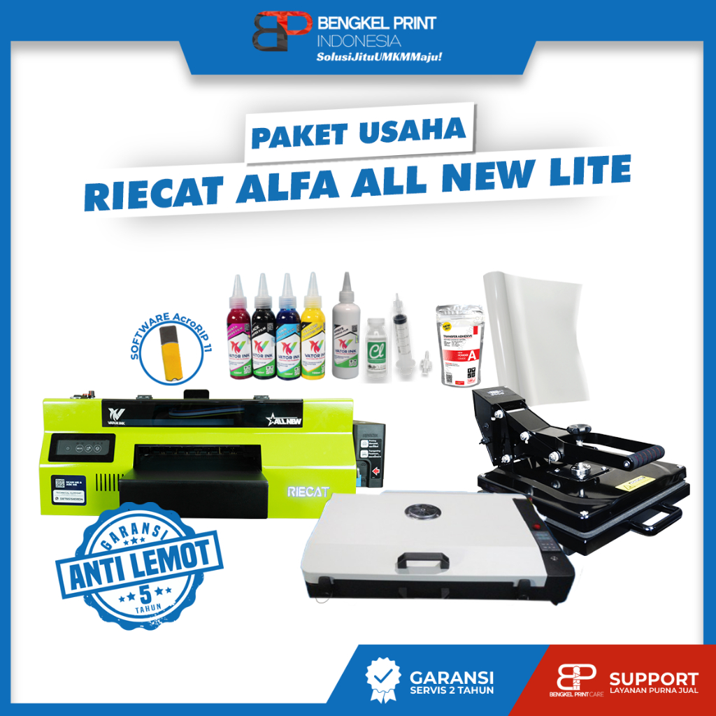 Paket Usaha Sablon DTF | Paket Lengkap Mesin Riecat Alfa All New Lite