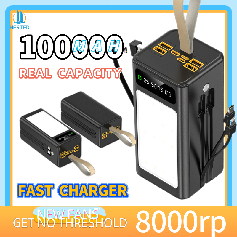 HESTER power bank 100000mah powerbank fast charging 66W powerbank 100000mah ori powerbank LED light 