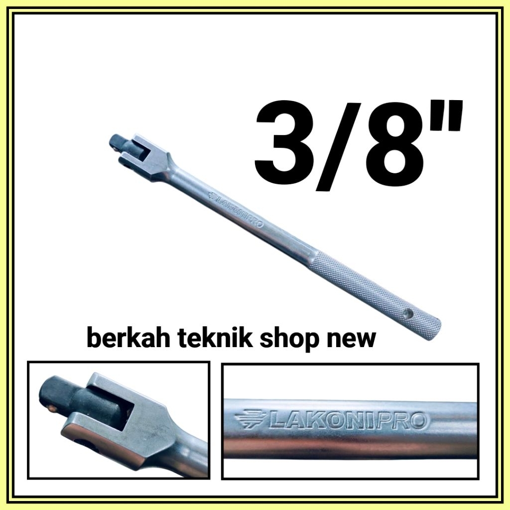 STANG SOCK FLEXIBLE 3/8" x 10" LAKONI PRO  gagang shock kunci sok T Y L