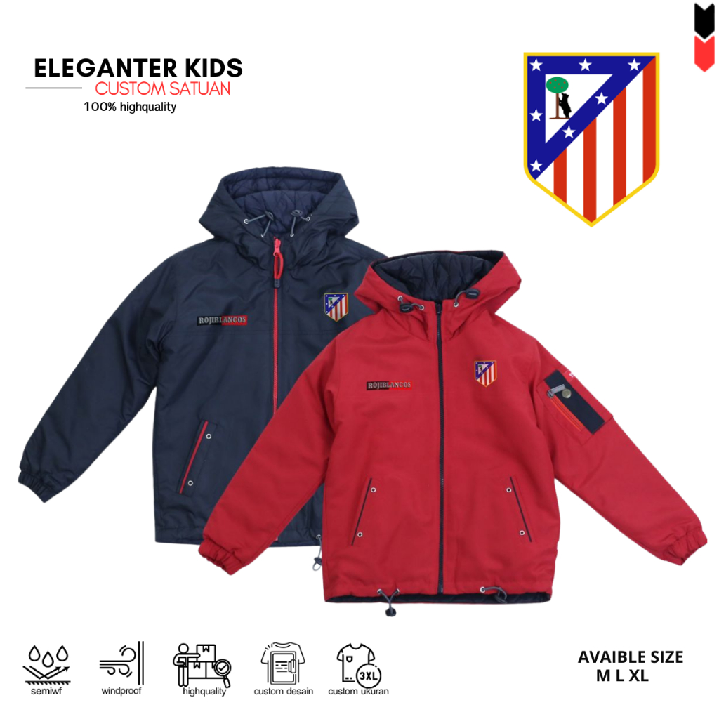 Jaket Parasut Anak Semiwf Tebal Logo Bola ATM Jaket Anak Laki Laki Bisa Custom Nama