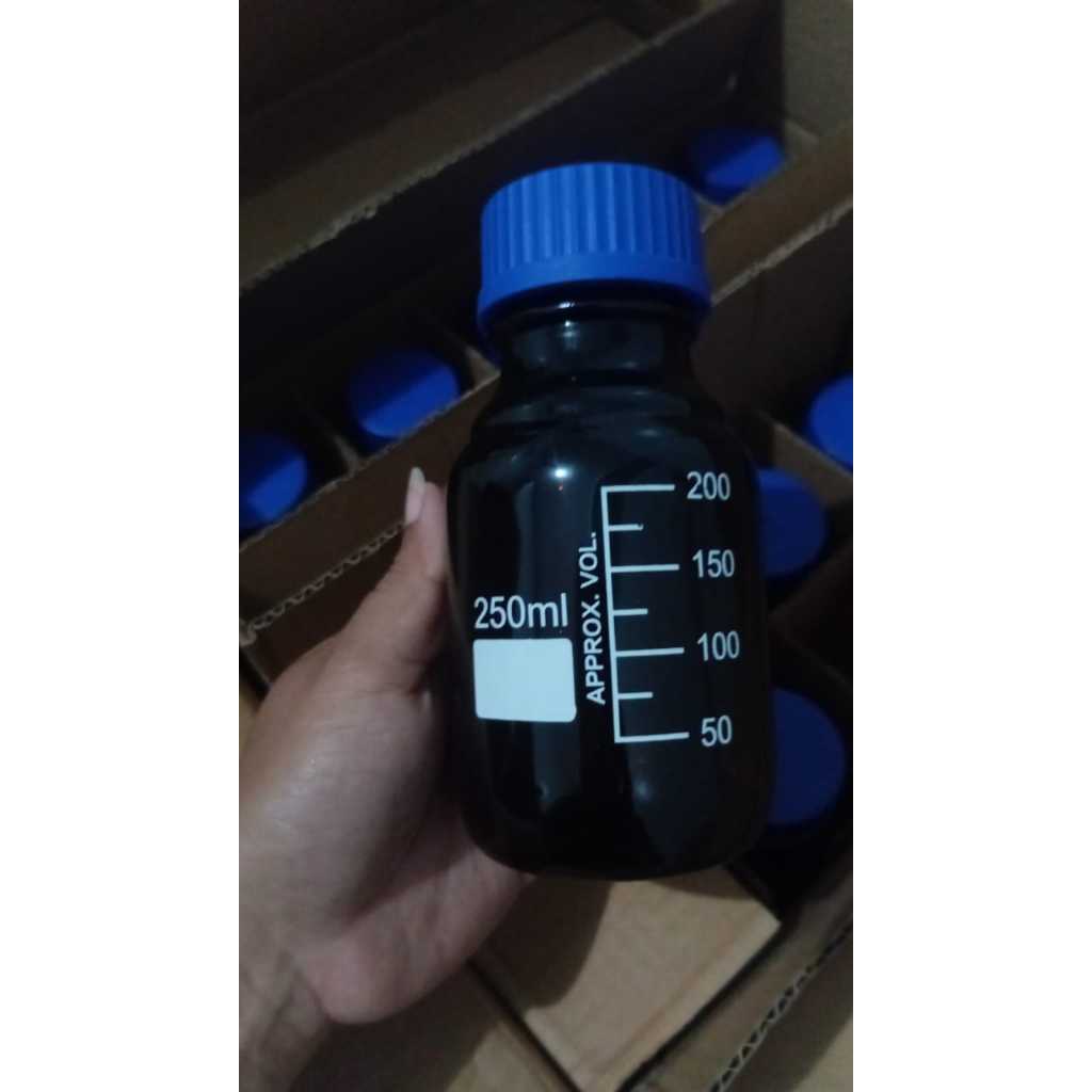 Botol Reagen kaca coklat 250ml amber glass bottle _ botol media clear _ reagent bottle