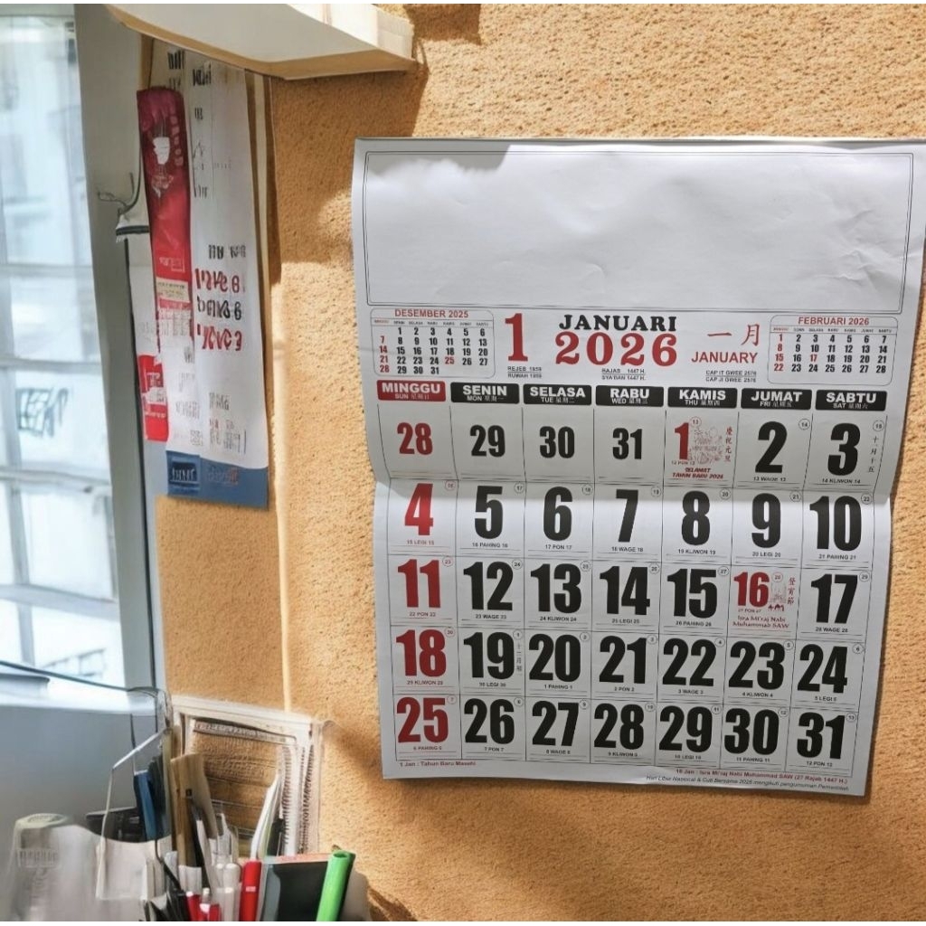 KALENDER DINDING ATAU KK JUMBO WARNA 2026 - KK JUMBO 70 / 80 gr