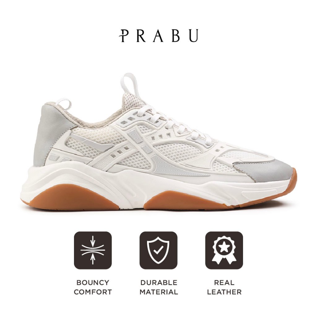 Prabu - Prana White Sepatu Kulit Sneakers Pria Putih