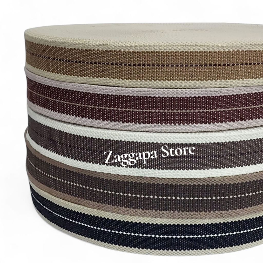 TALI KATUN GESPER TAS SENDAL 938 KANVAS MOTIF 3.8CM GULUNGAN ROL 27METER BISBAN