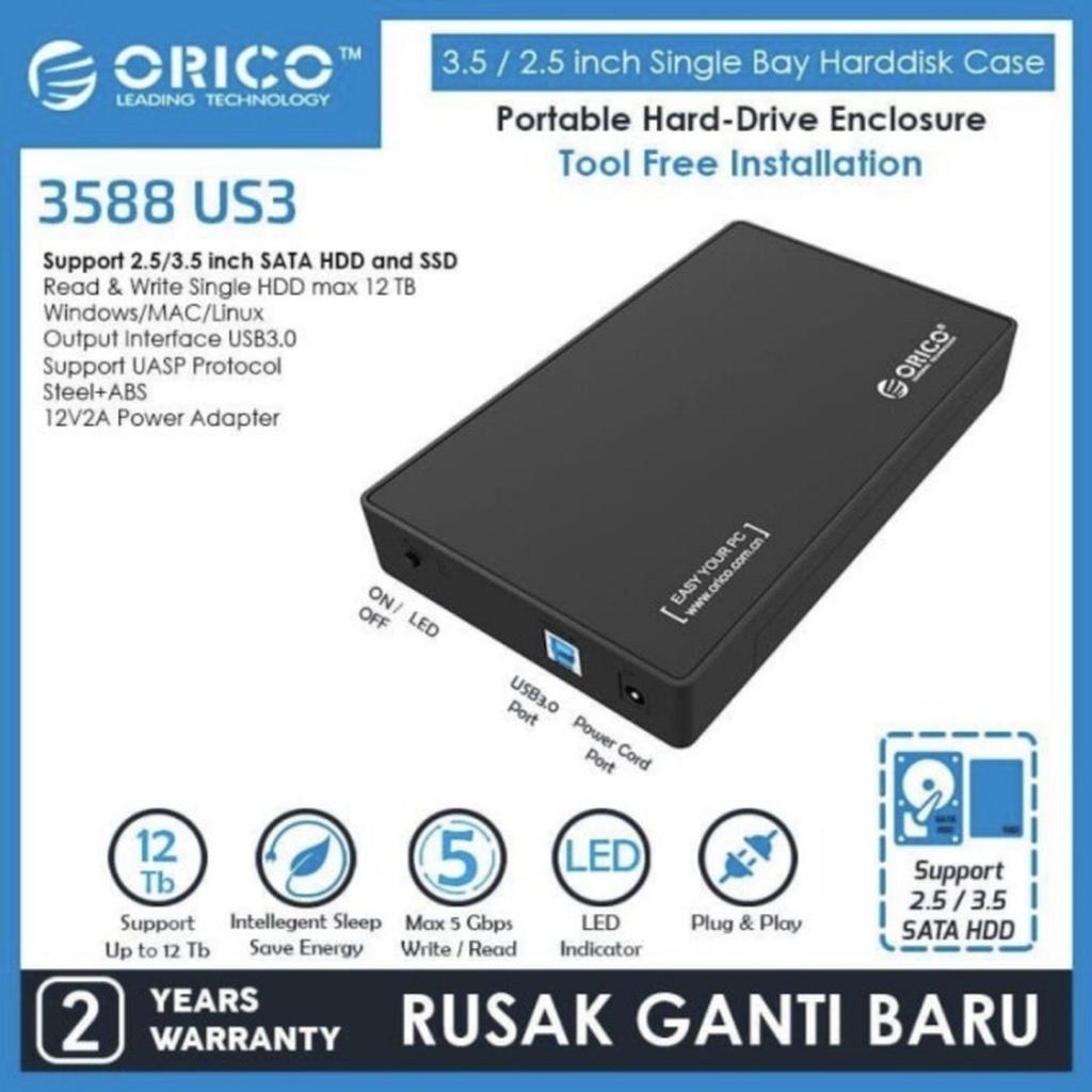 Enclosure Harddsik 3.5" Orico External Hard Drive 3.5 inch Enclosure 3588US3 Black