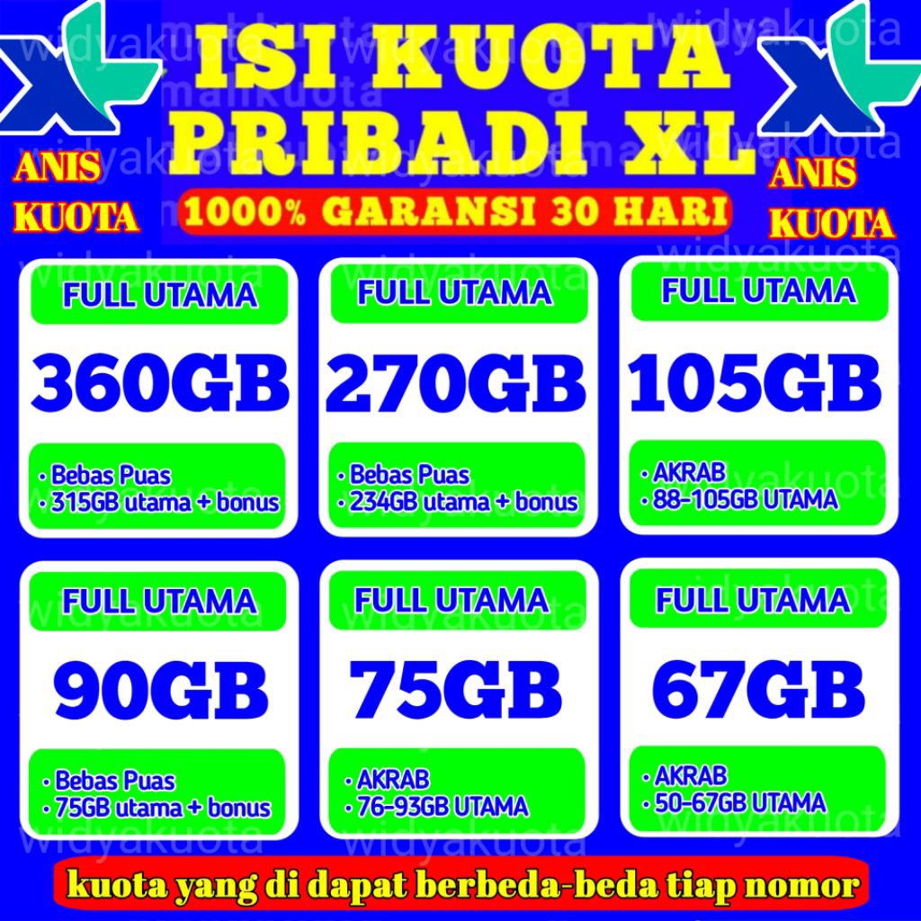 PROMO TERMURAH PAKET DATA XL 270GB NASIONAL FULL - KUOTA XL 100GB 270GB FULL MURAH