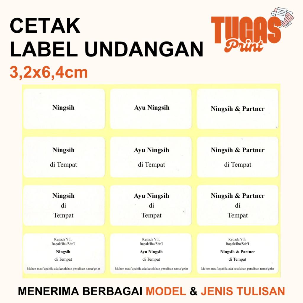 Label Undangan/ Label Undangan Costum/ Stiker Undangan