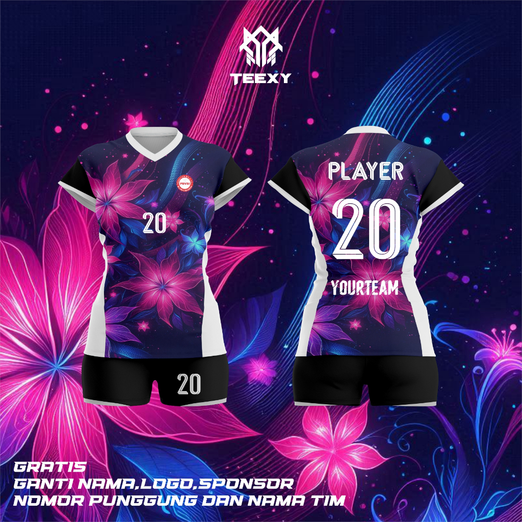 JERSEY VOLLY CEWE BUNGA INDAH FULL PRINTING