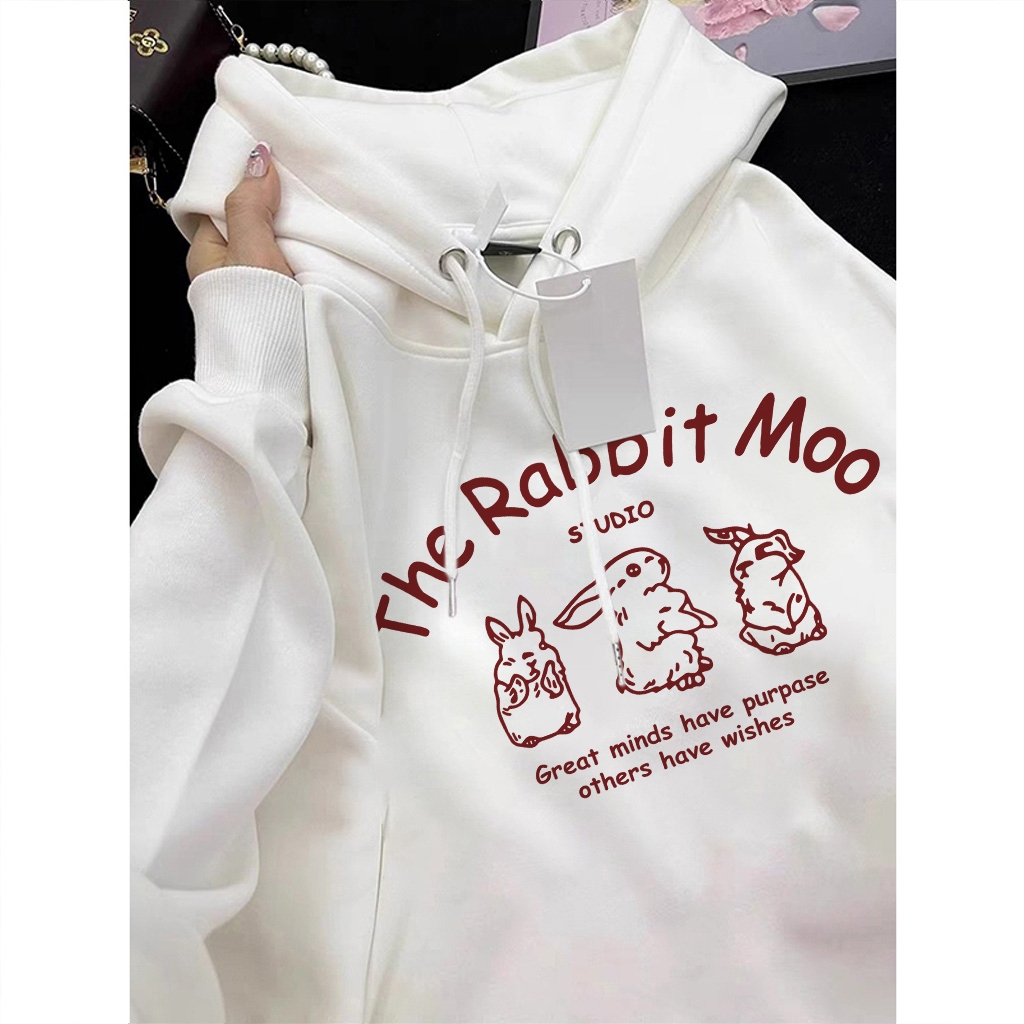 XZHAINV Hoodie lengan panjang wanita Korea dengan motif kelinci lucu/Sweater Korea Lengan Panjang/Sw
