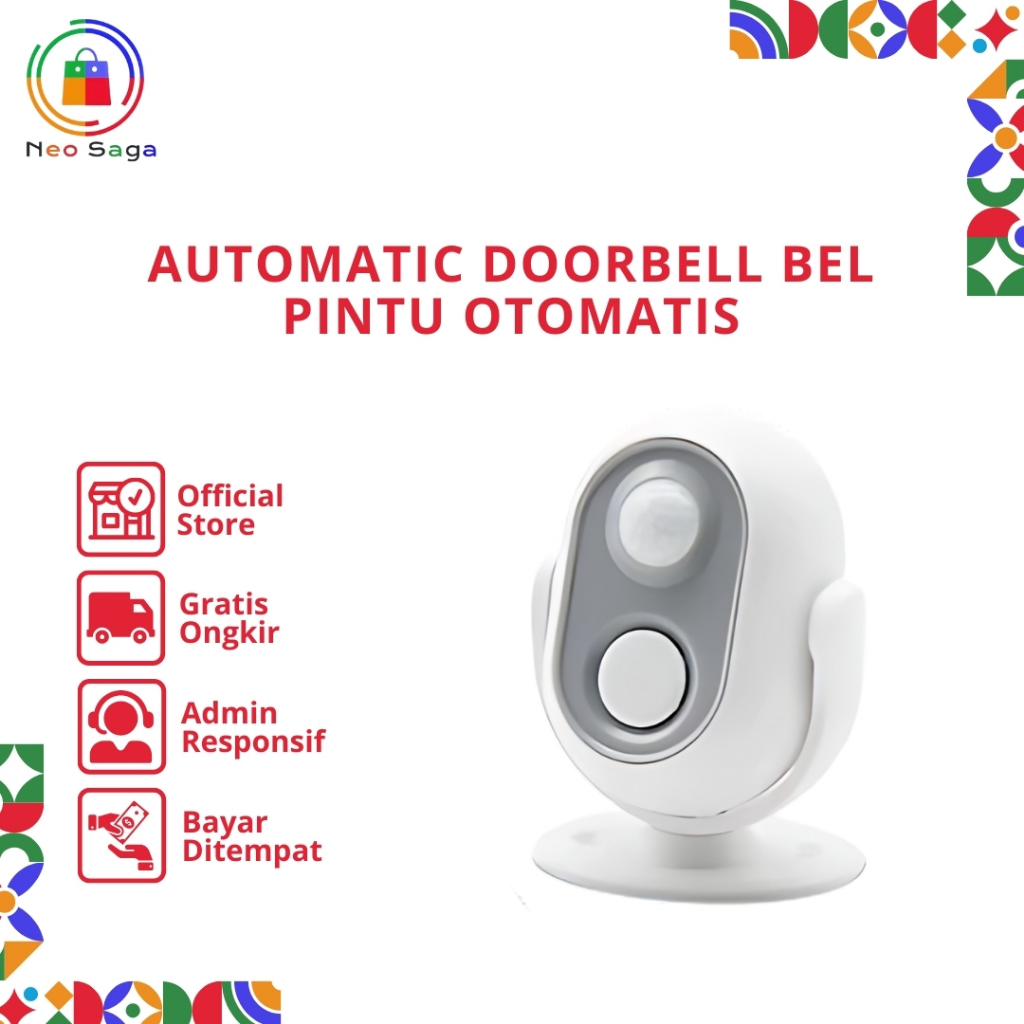 (Neosaga) Automatic Doorbell Bel Alarm Bel Pintu Otomatis Sensor Sensor Gerak Inframerah Rumah Alarm