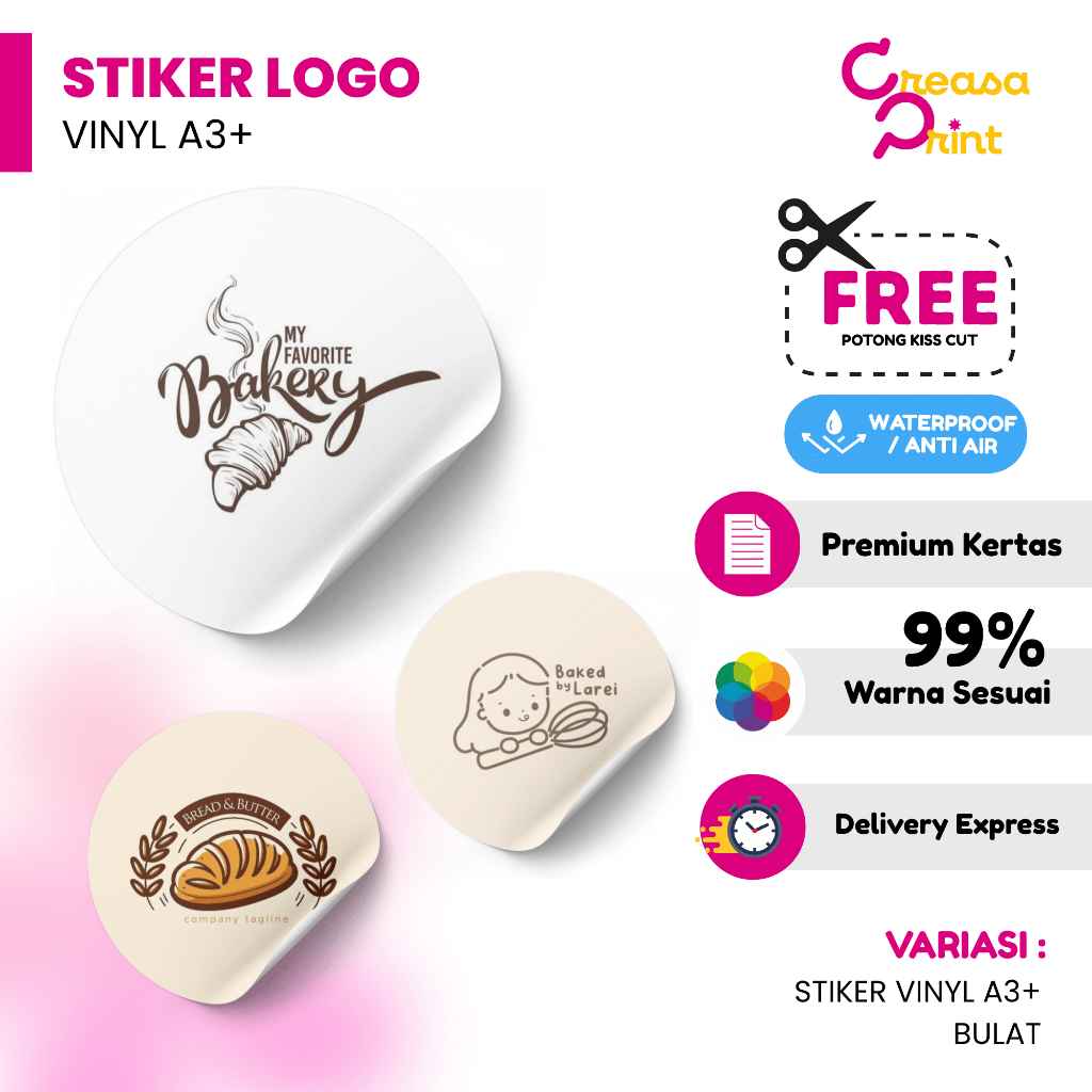 Stiker Logo Bakery A3+ | Sticker Olshop Makanan| Sticker Logo Resto | Logo Olshop Makanan -  Vinyl B