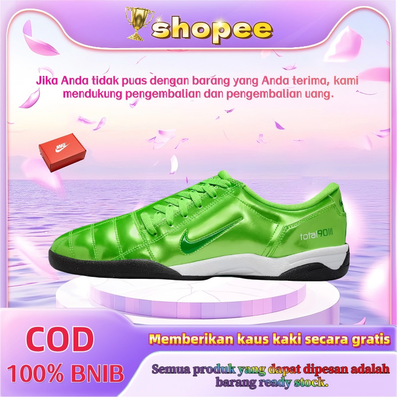 Sepatu bola Nike Total 90 III IC/IN, ringan, nyaman, anti selip, dan tahan aus, unisex, hijau/hitam