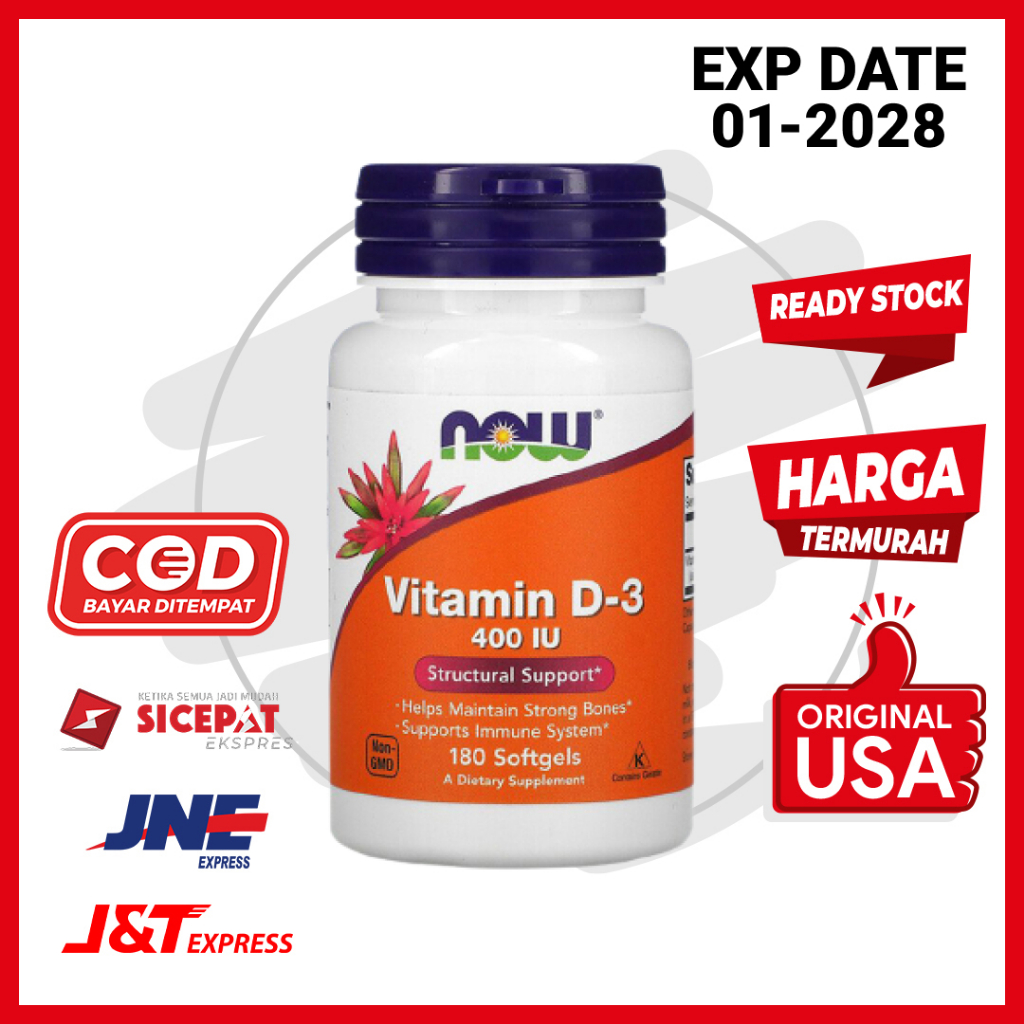 Vitamin D-3 400 10 mcg Now 180 Softgels - vitamin d3 400 now