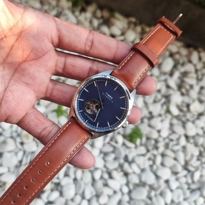Jam Tangan Automatic / Otomatis Timex Waterbury Open Heart Blue Dial, dress watch