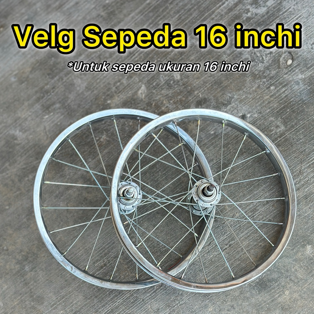 Velg SETELAN SEPEDA 16 / PELEK SEPEDA 16 KOMPLIT / VELG SEPEDA JADI /Rim Velg / Rim Sepeda Siap Paka