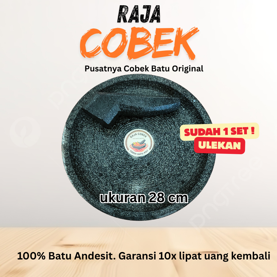 Cobek Batu Asli Besar Ukuran 28 Cm