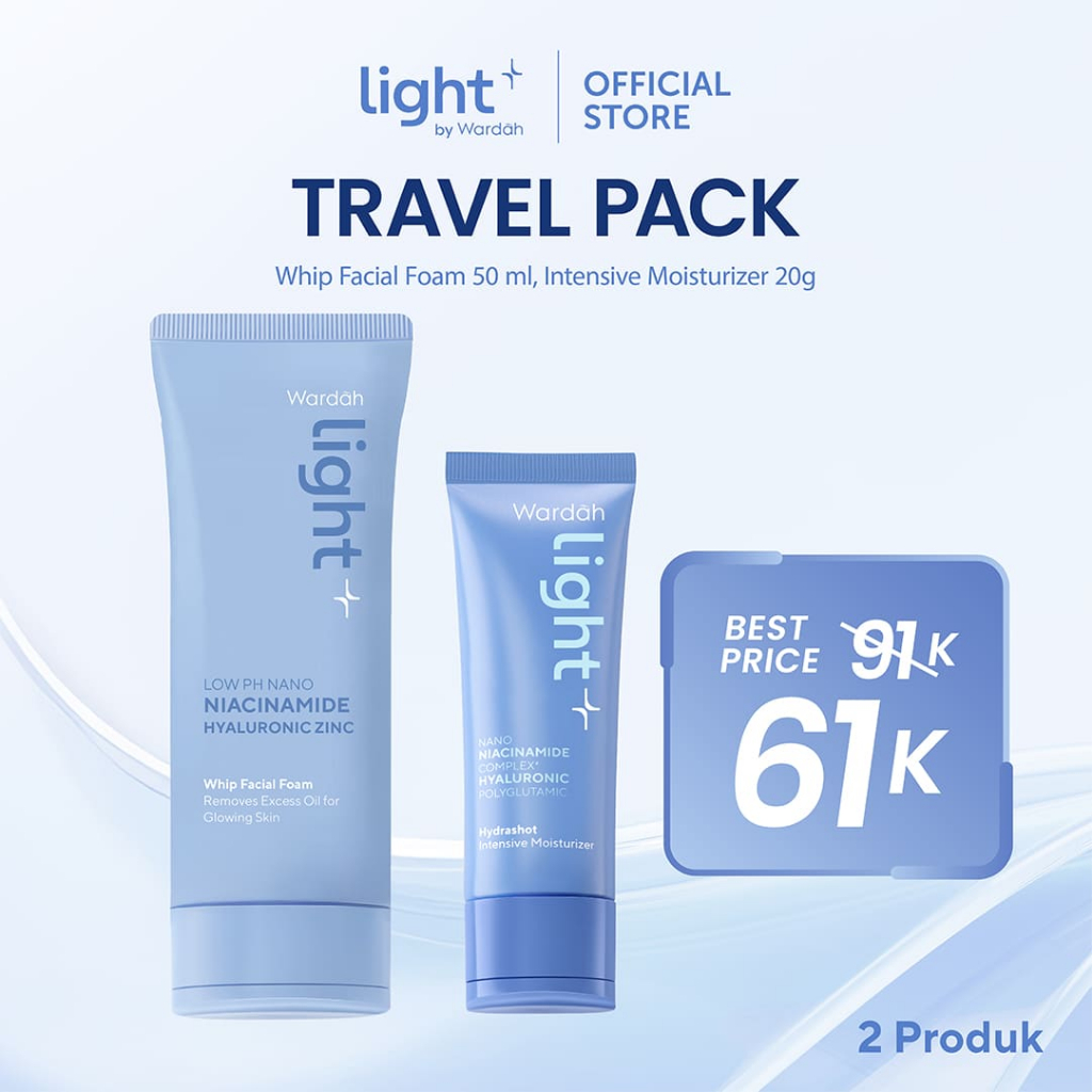 [TRAVEL PACK] Light+ by Wardah Hydrashot Intensive Moisturizer 20 g + Low pH Nano Niacinamide Hyalur