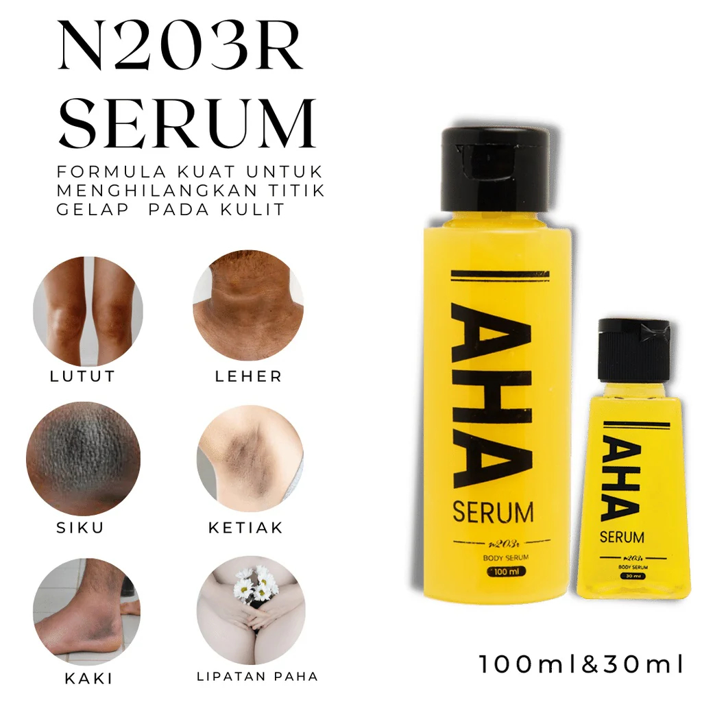 Aha Body Serum By N203r 30ml / 100ml | Body Serum | Pemutih Badan | Body Lotion | Brightening Soap