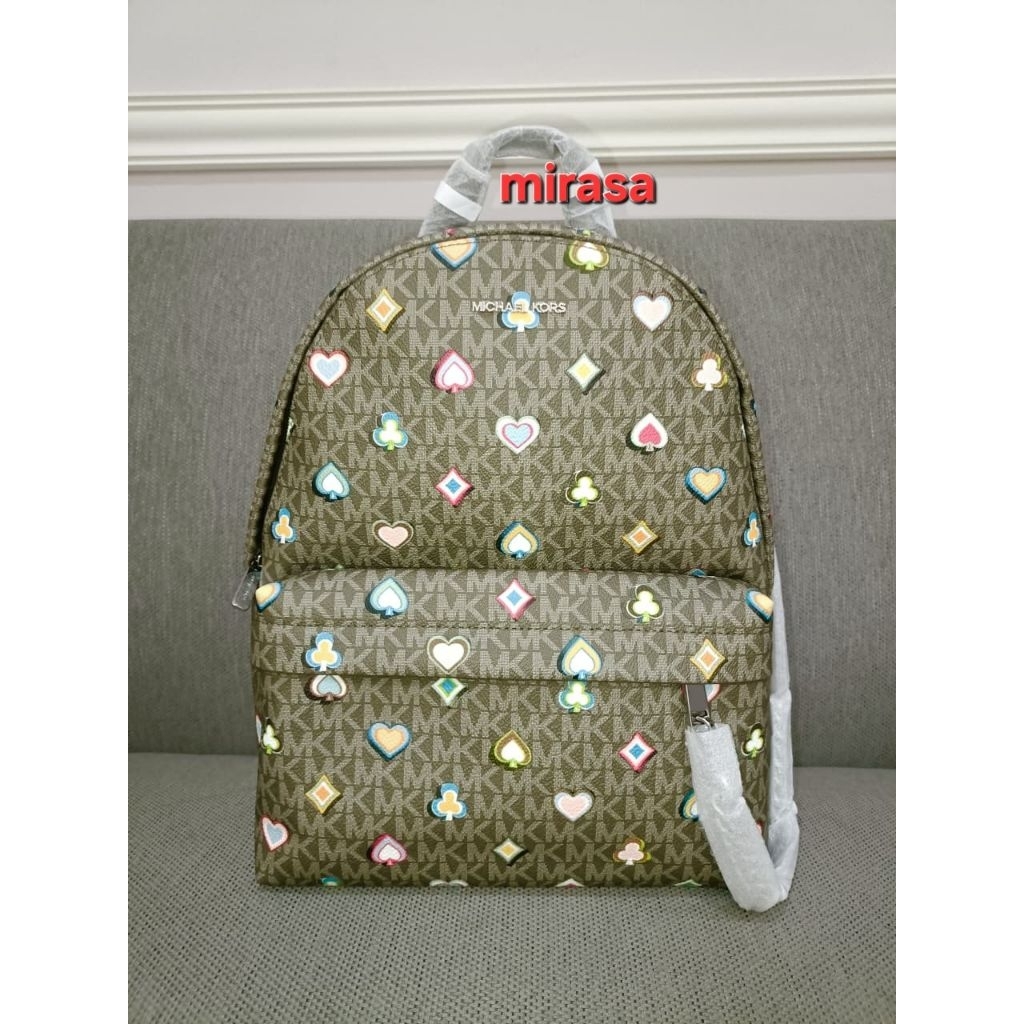 Ready NEW MK Michaell Korss Slater Chain Medium Backpack - OLIVE