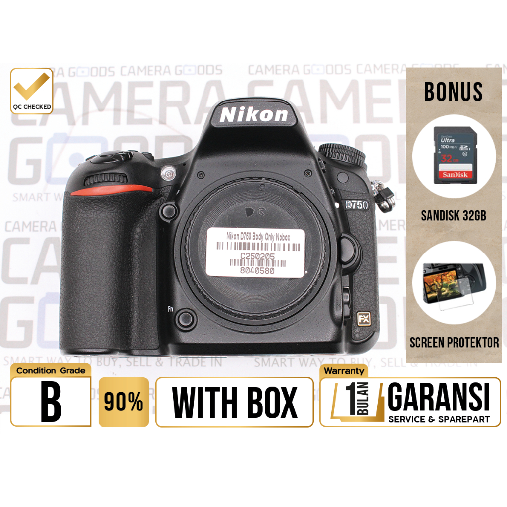 Kamera Nikon D750 DSLR Full Frame Camera Body Only Second Bekas Grade A / Nikon D 750 - C250205
