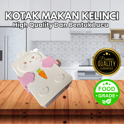 Kotak Makan Kelinci Karakter Lucu Food Grade Bahan Tebal Aman untuk Anak