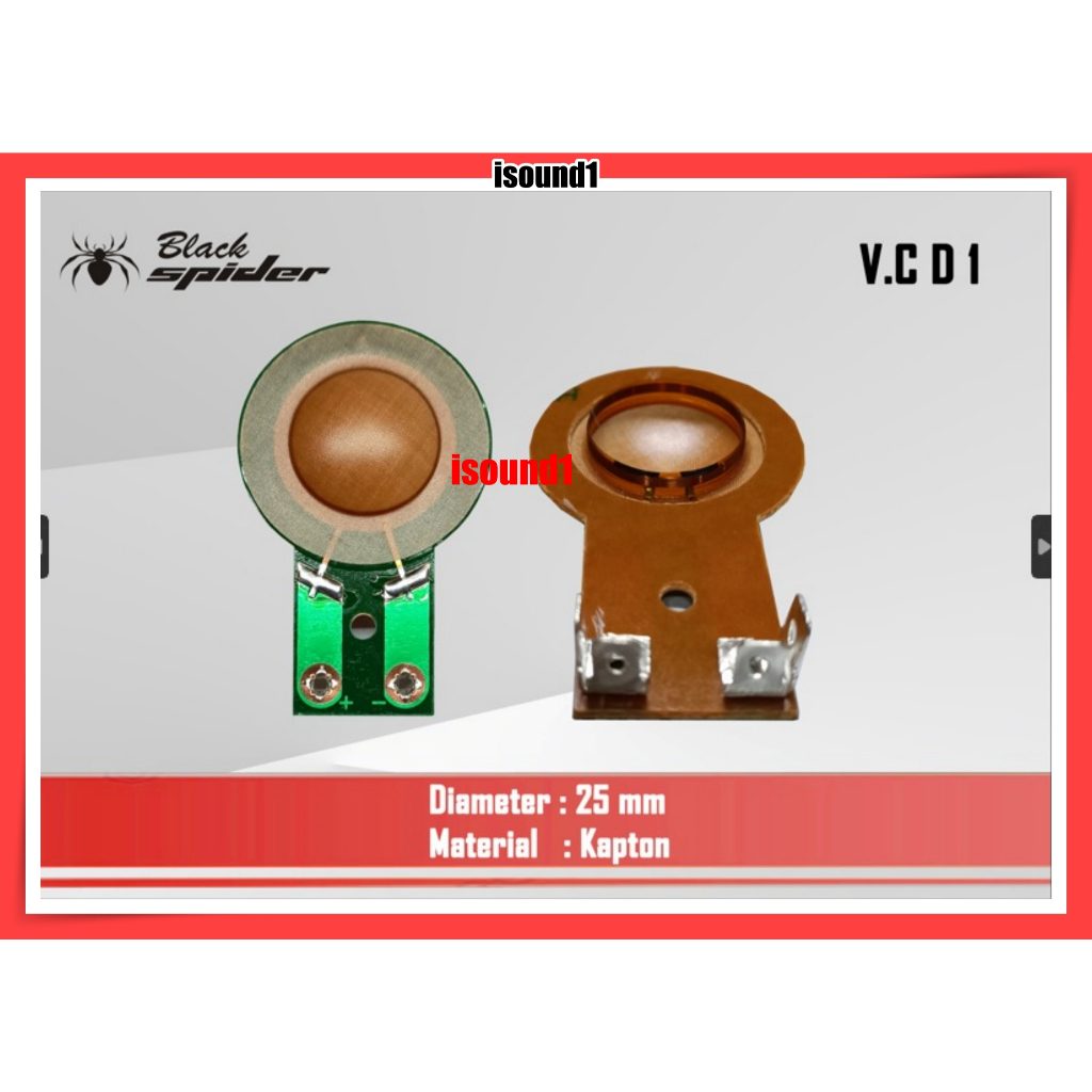 SPOOL TWEETER BLACK SPIDER D1 / SPUL TUITER / SPUL KOIL DRIVER 25.4MM COIL TWEETER FILM VOICE COIL S