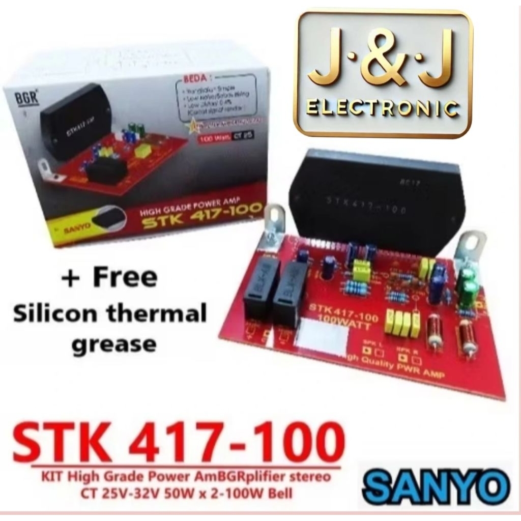 KIT POWER AMPLIFIER STK 417-100 By SANYO Low noise Non Tanpa HEATSINK BELL BGR