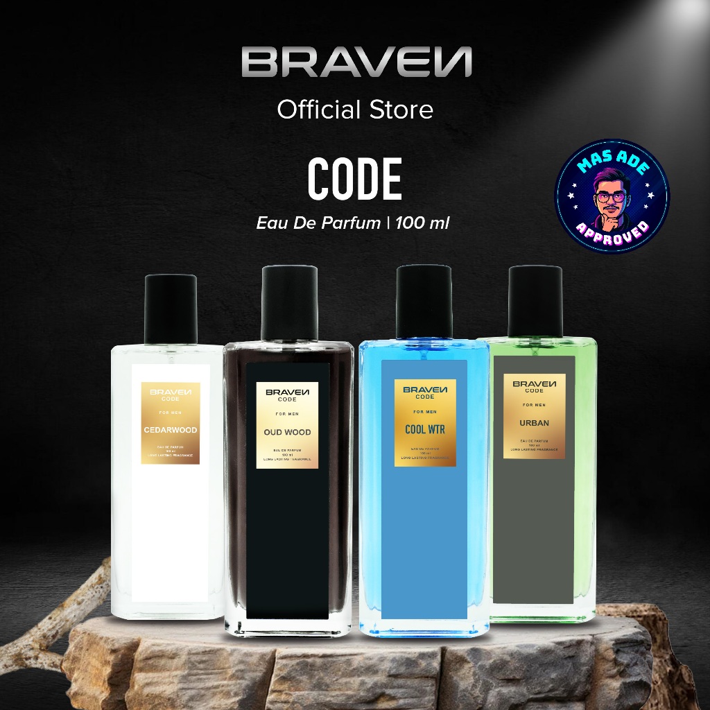 Braven Code Eau De Parfum 100ml | Parfum Perfume Minyak Wangi Wanita Pria Tahan Lama - Cedar Wood / Oud Wood / Urban / Cool WTR