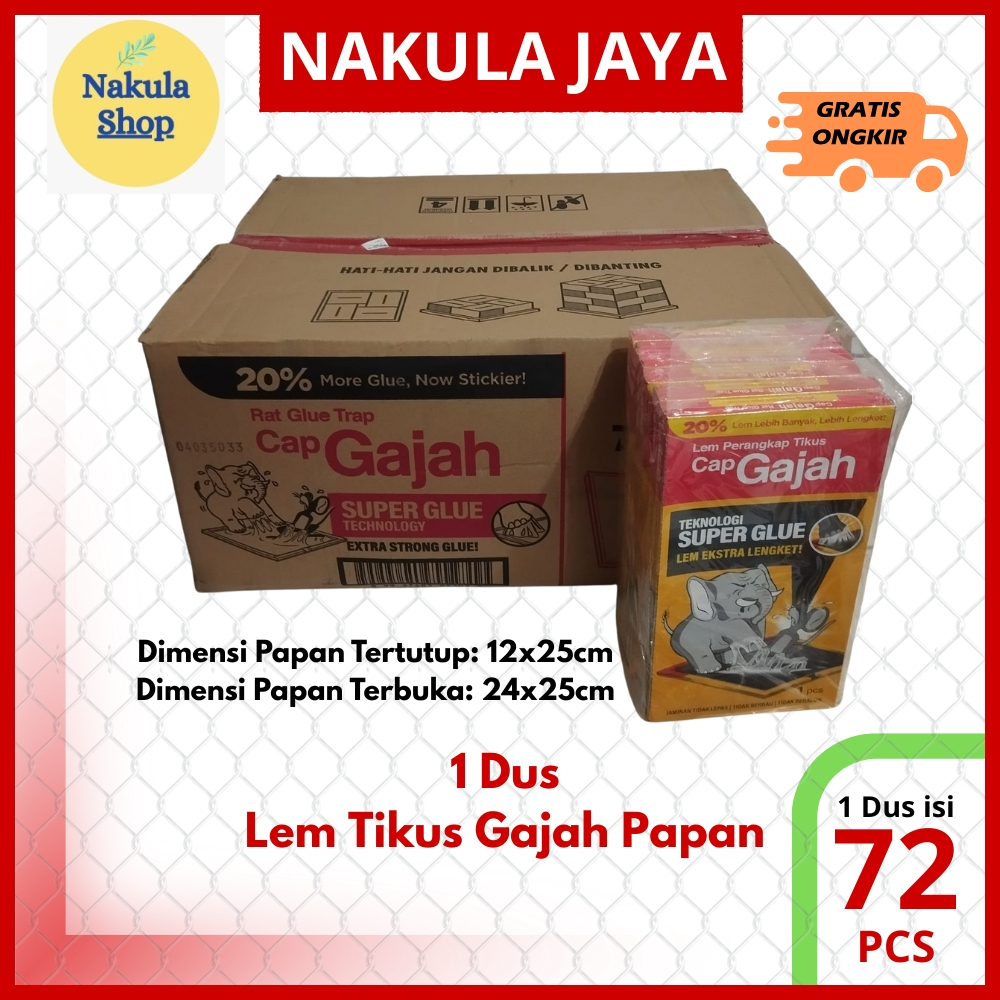 Grosir 1 Dus Lem Tikus Papan Cap Gajah / Perangkap Tikus ( 72 Trap )