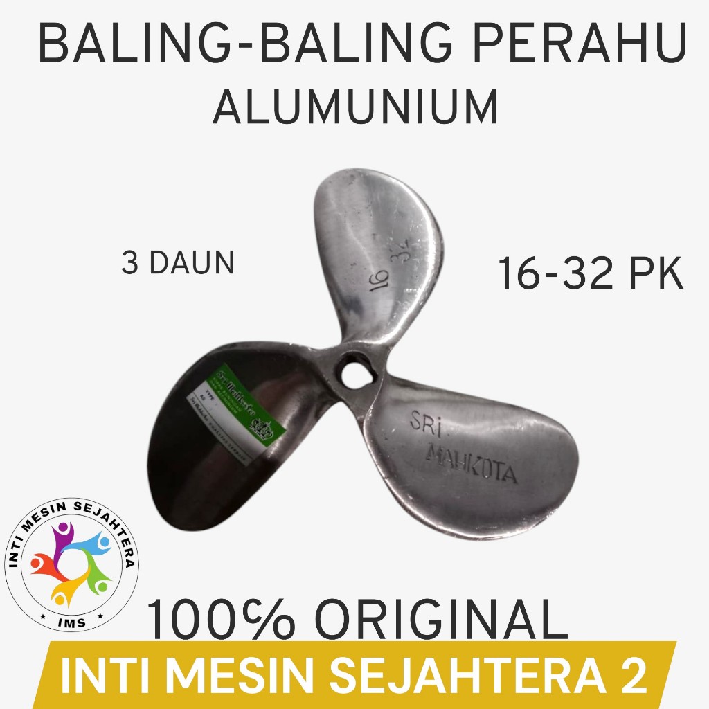 Baling Baling Alumunium 16-32PK kipas kapal perahu nelayan daun 3 propeller