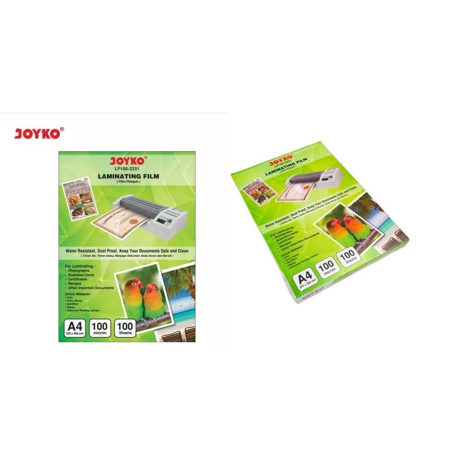 Plastik Laminating A4 Joyko 100 Micron Tebal