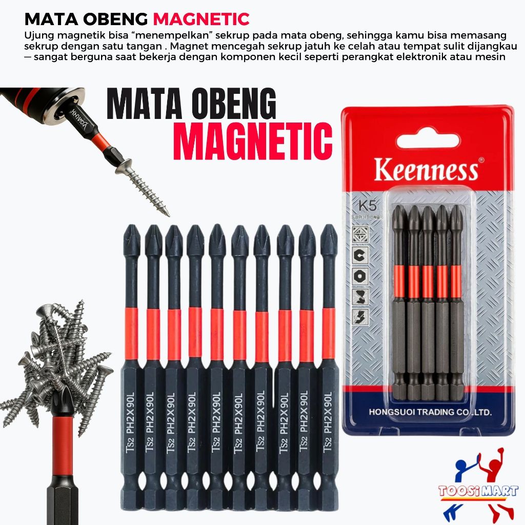 Mata bor Obeng Magnetik Set kepala mata obeng set Baja 1/4 Inci Mata Obeng Magnetic Screwdriver Bit