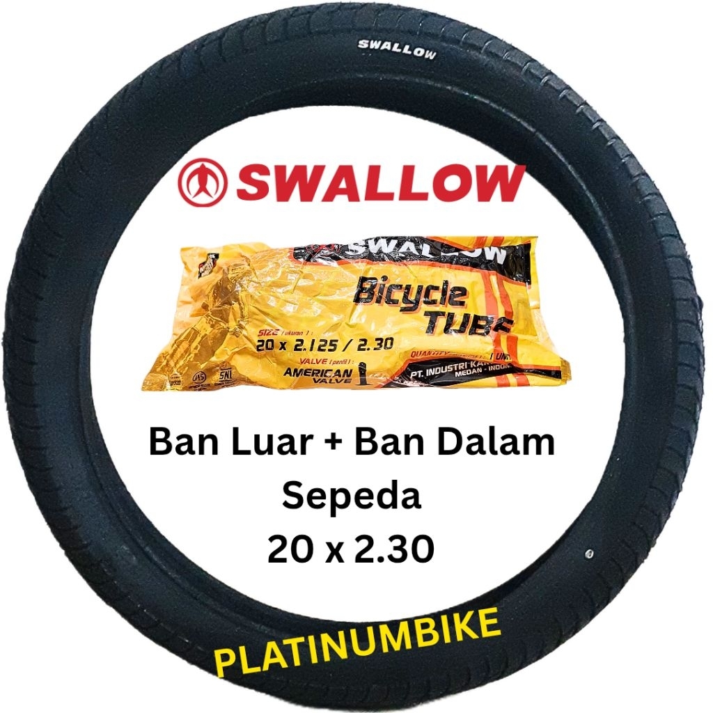 PAKET Ban Luar + Ban Dalam Sepeda 20 x 2.30 SWALLOW